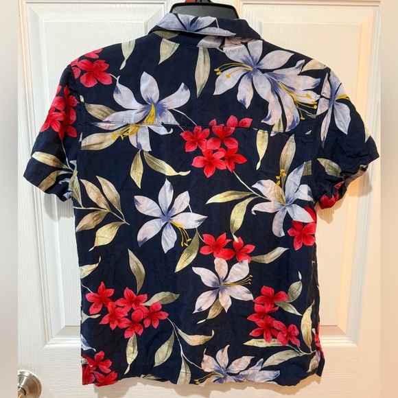 Caribbean Joe Blue and Red Casual Button Down Shirt Tropical Print hawaiian - Picture 3 of 3